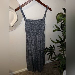 L NAVY/WHITE MAXI DRESS W POCKETS